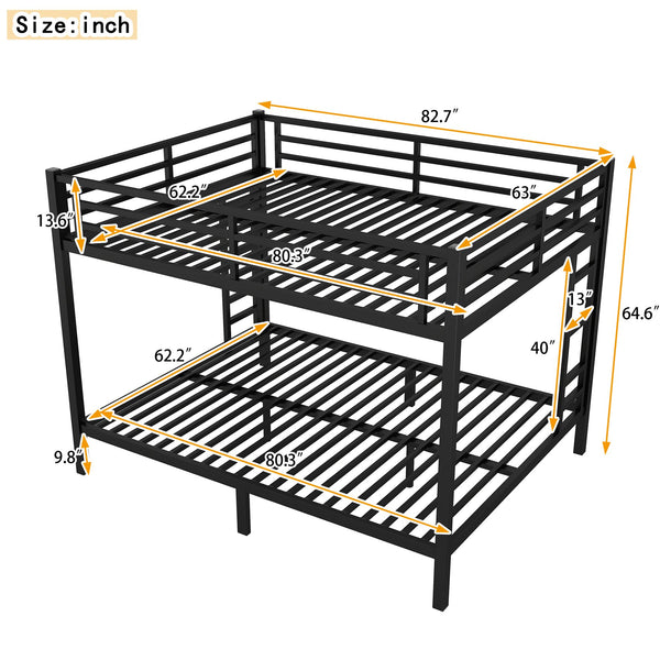 English Elm Metal Queen Over Queen Bunk Bed For Teens & Adults - Sturdy, Space-Saving, Noise-Reducing Design! W1580S00488