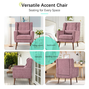 English Elm Modern Accent Chair Chenille Upholstered Ergonomic Lounge Armchair with Wood Legs and Pillow for Reading Comfort and Stylish Living Room Seating Dark Purple,Purple W1028P382741