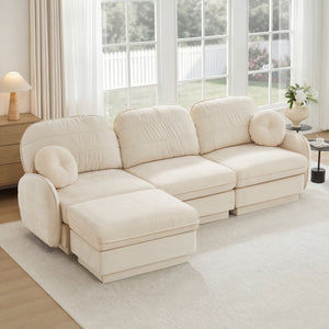 English Elm 105" Chenille Cloud Sofa Deep Seat Three Seater with Quilted Back for Living Room W714S01751