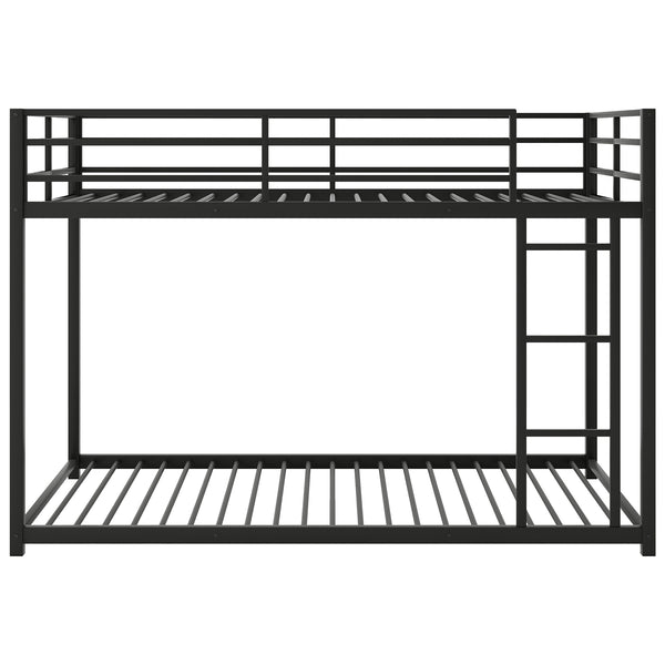 English Elm Twin Over Twin Metal Bunk Bed Low Profile with Full Guardrail Ladder Quiet Steel Frame Sturdy Support Black MF285535AAB