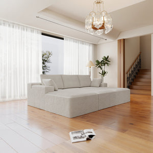 English Elm 98.4*68.9"Modular Sectional Sofa - Plush Corduroy, No Assembly, Versatile Design For Small Spaces! W3819S00031