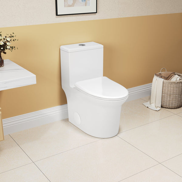 English Elm 1.1/1.6 Gpf Ceramic One Piece Toilet Skirted Comfort Height Dual Flush Soft Close B2724P246931