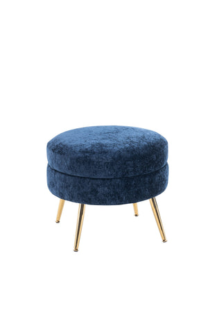 English Elm 58'' Chenille Chaise Lounge with Footstool Pocket Spring Comfort for Bedroom Living Room Blue W2363S00090