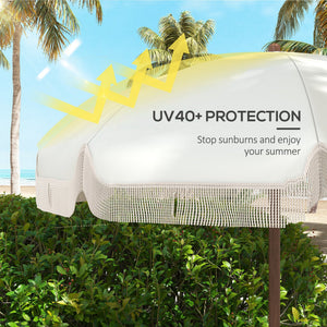 English Elm Outsunny Portable Beach Umbrella Uv 40 Plus Vented Canopy Fringed Resort Style Shade W2225P174259