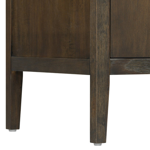 English Elm U_style Farmhouse Pine Veneer Buffet Cabinet with Double Doors for Kitchen or Entryway Dark Brown N711P410389B