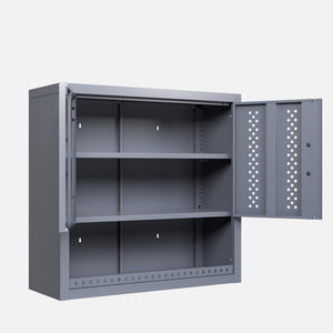 English Elm Metal Wall Mounted Cabinet Gray Powder Coated Floating Storage for Garage Workshop W396P305780