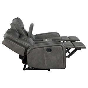 English Elm Forrest Grey Motion Reclining Loveseat With Console – Stylish Comfort, Storage & Modern Elegance B062P354054