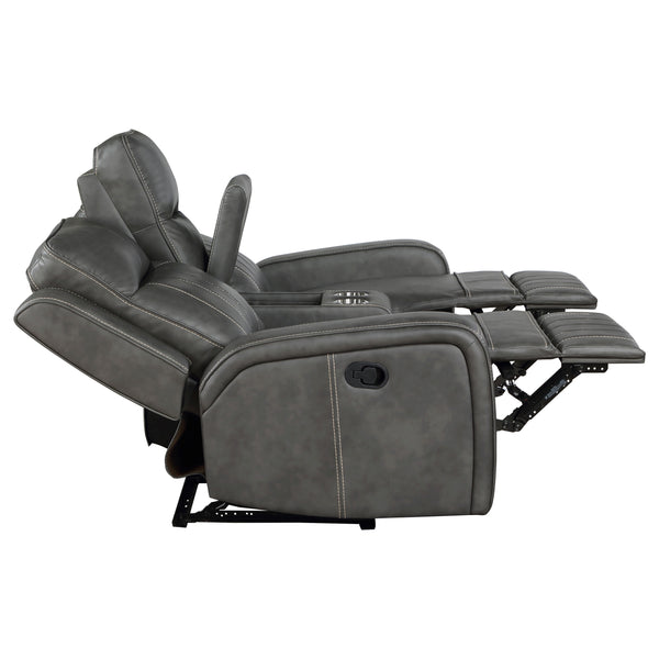 English Elm Forrest Grey Motion Reclining Loveseat With Console – Stylish Comfort, Storage & Modern Elegance B062P354054