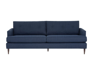 Sunpan Laurel Sofa - Sustainable Mid-Century Modern Design with Recycled Fabric and Walnut Wood Legs Liv Indigo