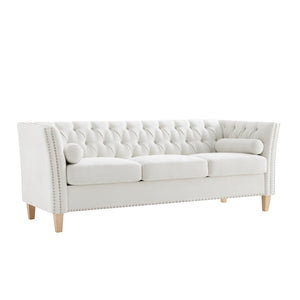 English Elm Elegant Tufted Three Seat Sofa with Nailhead Trim and Solid Wood Legs for Living Room N760P406296A