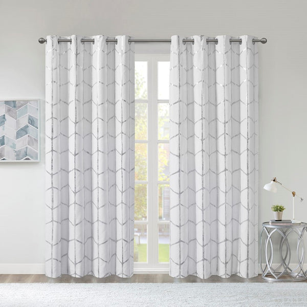 English Elm Total Blackout Metallic Print Grommet Curtain Panel - Stylish Insulation & Light Control Upgrade B03596335-GIGA