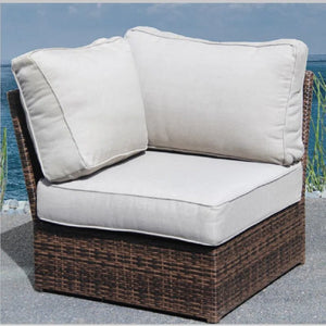 English Elm Shick Espresso Wicker Corner Wedge Patio Chair with Thick Removable Olefin Cushions, Weatherproof B120P205626