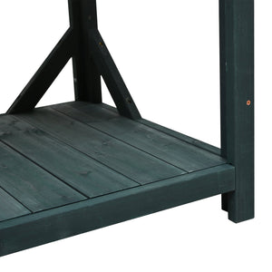 English Elm TOPMAX 65" Wooden Potting Bench with Splash Plate & Hook, 4 Storage Shelves, Fir Wood Patio Workstation N717P221495F