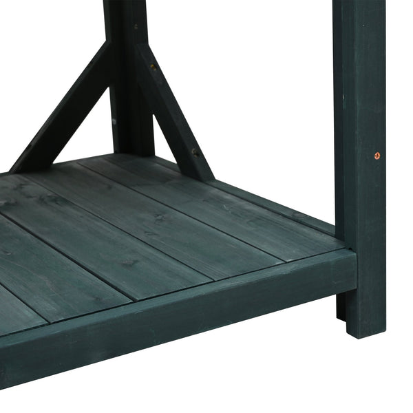 English Elm TOPMAX 65" Wooden Potting Bench with Splash Plate & Hook, 4 Storage Shelves, Fir Wood Patio Workstation N717P221495F
