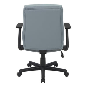 OSP Home Furnishings Mid Back Faux Leather Office Chair with Lumbar Support Adjustable Arms and Swivel Base FL91201-U42