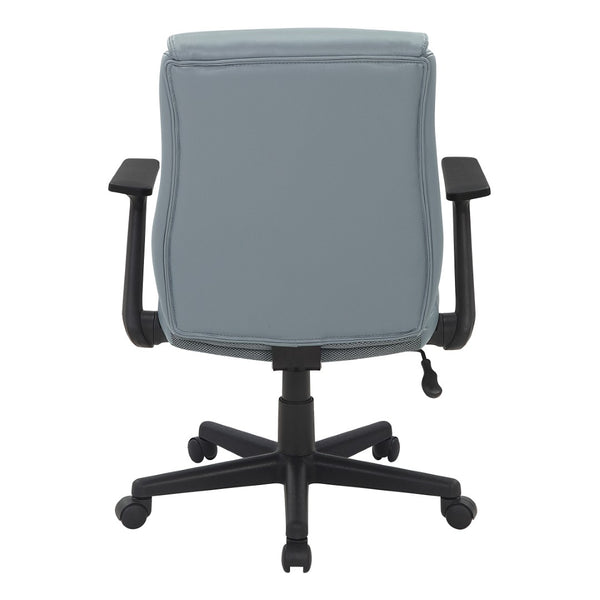 OSP Home Furnishings Mid Back Faux Leather Office Chair with Lumbar Support Adjustable Arms and Swivel Base FL91201-U42