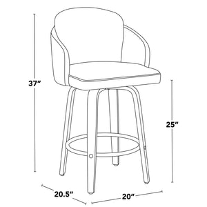 English Elm Fixed-height Swivel Counter Stools with Faux Leather Seats and Chrome Footrest Set of 2 B202S01812