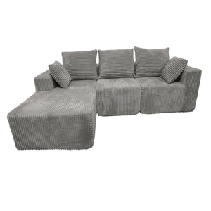 English Elm Corner Modular Sectional Sofa with Plush Fabric Converts to Loveseat or Guest Bed Gray W3064S00002