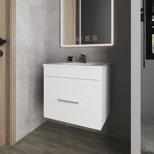 English Elm Colville Floating Wall Mount Vanity Cabinet Matte Finish Modern Bathroom Storage White B092P439917