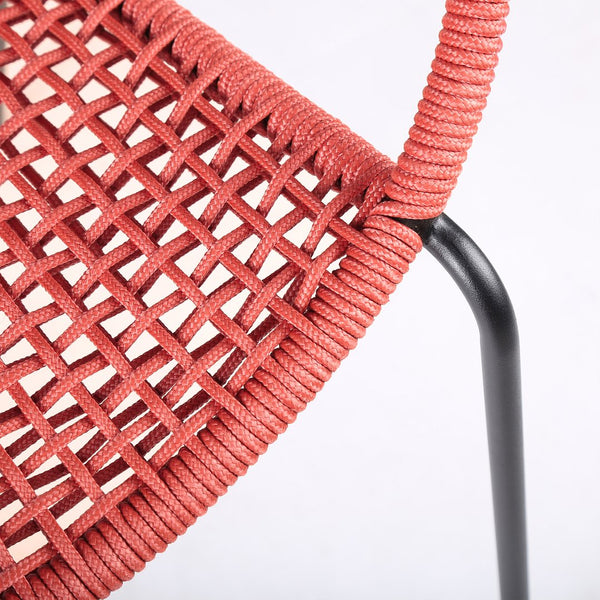 English Elm Quilla Brick Red Stackable Steel Dining Chair Set of 2 — Woven Rope, Weatherproof, No Assembly, 250 lb Capacity B2736P354317