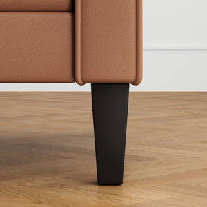 English Elm 78.75'' Slipcovered Faux Leather Sofa with High-Density Foam, Solid Wood Frame, Easy-Clean Finish Brown T3623P411308