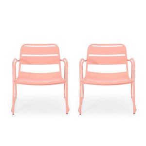 English Elm Christopher Knight Home® - CONRAD Chair with Sleek Iron Frame, Comfortable Curved Seat, Durable Outdoor/Indoor Accent Seating Coral 65197.00CRL