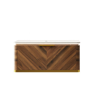 English Elm 36" Muri Oak Woodgrain Plywood Bathroom Vanity Cabinet with Soft Close Doors W2615P330745