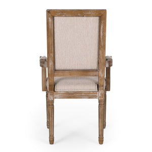 English Elm Christopher Knight Home® - Upholstered Dining Chair Set of 2 with Rubber Wood Legs, French Country Queen Anne Style Comfort and Flair Beige+Natural 71239.00BGENTL