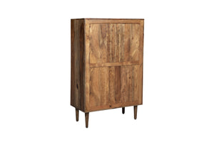 Porter Designs Porter Waves 5 Drawer Chest In Rich Honey Sheesham Wood - Mid-century Modern Storage Solution Brown Wood 04-196-05-w005