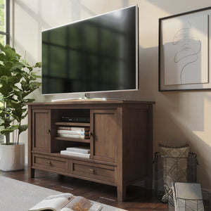 English Elm Warm Shaker Tv Media Stand - Rustic Solid Wood Storage Solution For Stylish Living Rooms B136P159672-GIGA