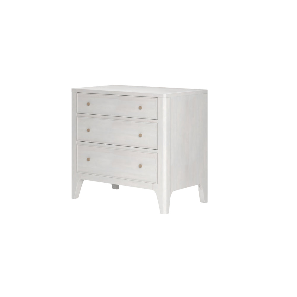 Mezzanine Nightstand - Vintage-Inspired Elegance with Three Drawers in Dove Gray Finish & Nickel Hardware
