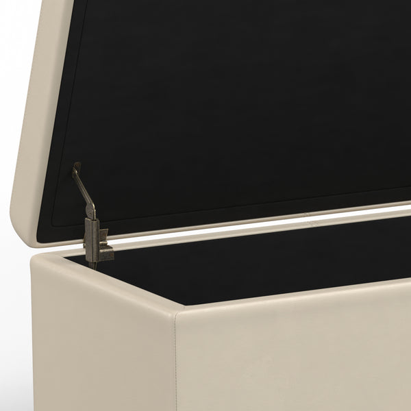 English Elm Avalon Extra Large Storage Ottoman Bench - Versatile Satin Cream Seat With Child-Safe Hinge B136P158654