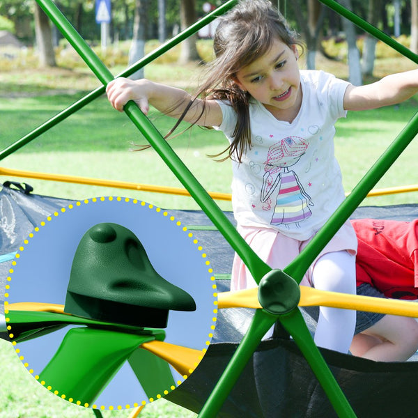 English Elm 12ft Geodesic Climbing Dome with Hammock Powder Coated Steel Backyard Play Structure N710P345629L