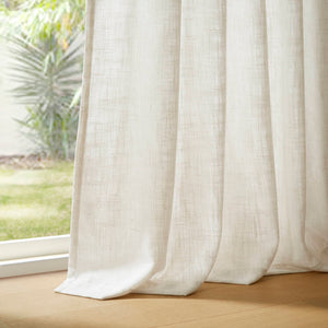 English Elm 2-piece Pinch Pleat Poly Linen Curtain Panels Tailored Formal Drape for Any Room Ivory B035P482983