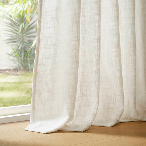 English Elm 2-piece Pinch Pleat Poly Linen Curtain Panels Tailored Formal Drape for Any Room Ivory B035P482983