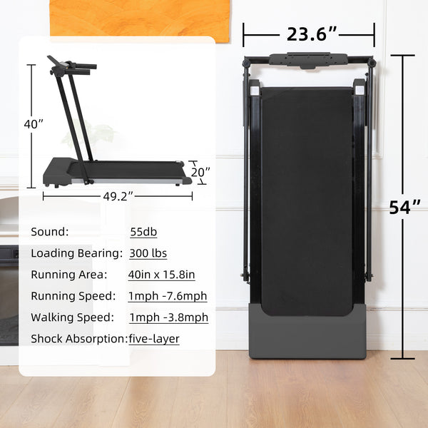 English Elm Treadmills for Home Office Use with Led Display Compact Under Desk Walking Running Black W1303113534