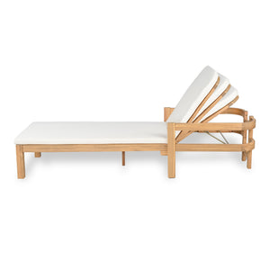English Elm Christopher Knight Home® - Outdoor acacia chaise lounge with adjustable recline, durable hardwood frame and water‑resistant cushion comfort Cream Color,Light Teak 52.25 L x 28.5 W x 8.75 H N776P266158C