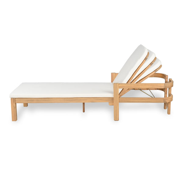 English Elm Christopher Knight Home® - Outdoor acacia chaise lounge with adjustable recline, durable hardwood frame and water‑resistant cushion comfort Cream Color,Light Teak 52.25 L x 28.5 W x 8.75 H N776P266158C