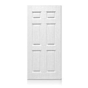 English Elm 36 in White Six Panel Hollow Core Composite Interior Door Slab for Modern Homes B2763P486363