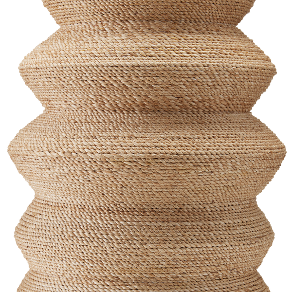 Kavala Table Lamp - Handmade Terracotta & Abaca Rope Design with Natural Linen Shade, 33" Tall
