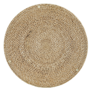 Limay Coastal Rope Drinks Table with Glass Top - Handcrafted Wrought Iron & Natural Abaca Design