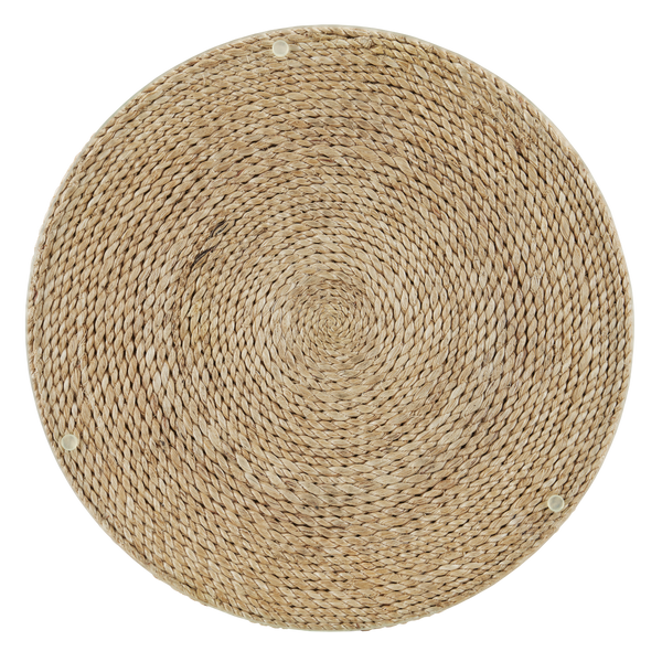 Limay Coastal Rope Drinks Table with Glass Top - Handcrafted Wrought Iron & Natural Abaca Design