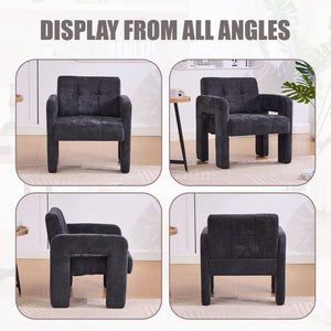 English Elm Modern Ergonomic Armchair with Generous Curved Armrests, Chenille Upholstery, 500lb Capacity, Cozy Lounge Seat Black W395P380519