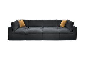 English Elm Coffee Bean Textured Upholstery Modular Sectional Low Profile Sofa with Toss Pillows Dark Gray B2748S00082