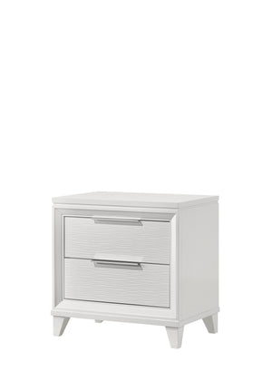 English Elm Contemporary Nightstand with Textured Finish and 2 Drawers — Modern Wooden Bedroom Storage, Easy Assembly White 32.87 L x 20.43 W x 33.07 H B2741P320860
