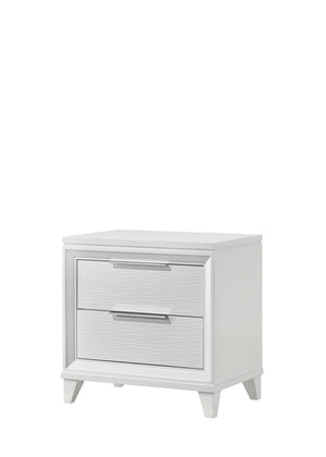 English Elm Contemporary King Bedroom Set with Led Headboard Upholstered Cushion and White Wood Frame B2741S00105