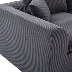 English Elm UNITED Cloud Couch Modular Sectional Sofa with Corduroy Cover, Ergonomic 2-Seater, No Assembly Needed Dark Gray W1568P371127