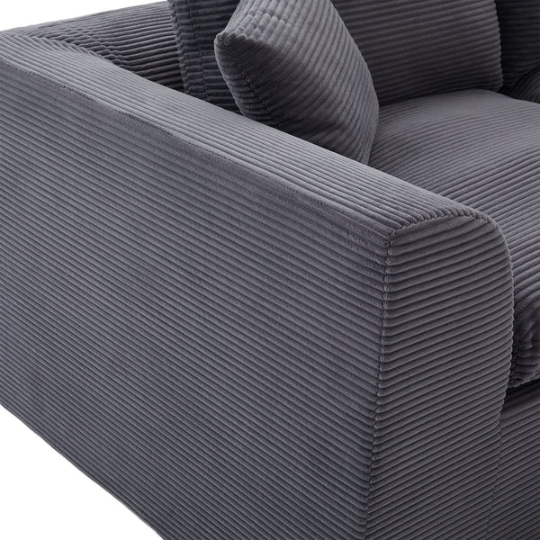 English Elm UNITED Cloud Couch Modular Sectional Sofa with Corduroy Cover, Ergonomic 2-Seater, No Assembly Needed Dark Gray W1568P371127