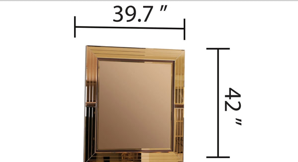 English Elm Lorenzo Gold Detailed Mirror — Modern Luxury Wood Frame Accent Mirror 39.7"W x 42"H, Elegant Statement Piece G150109237