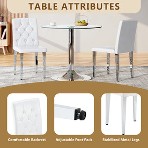 English Elm 4-piece Brown Suede Dining Chair Set with Tufted Back and Walnut Metal Legs White+Silver W1151P361155